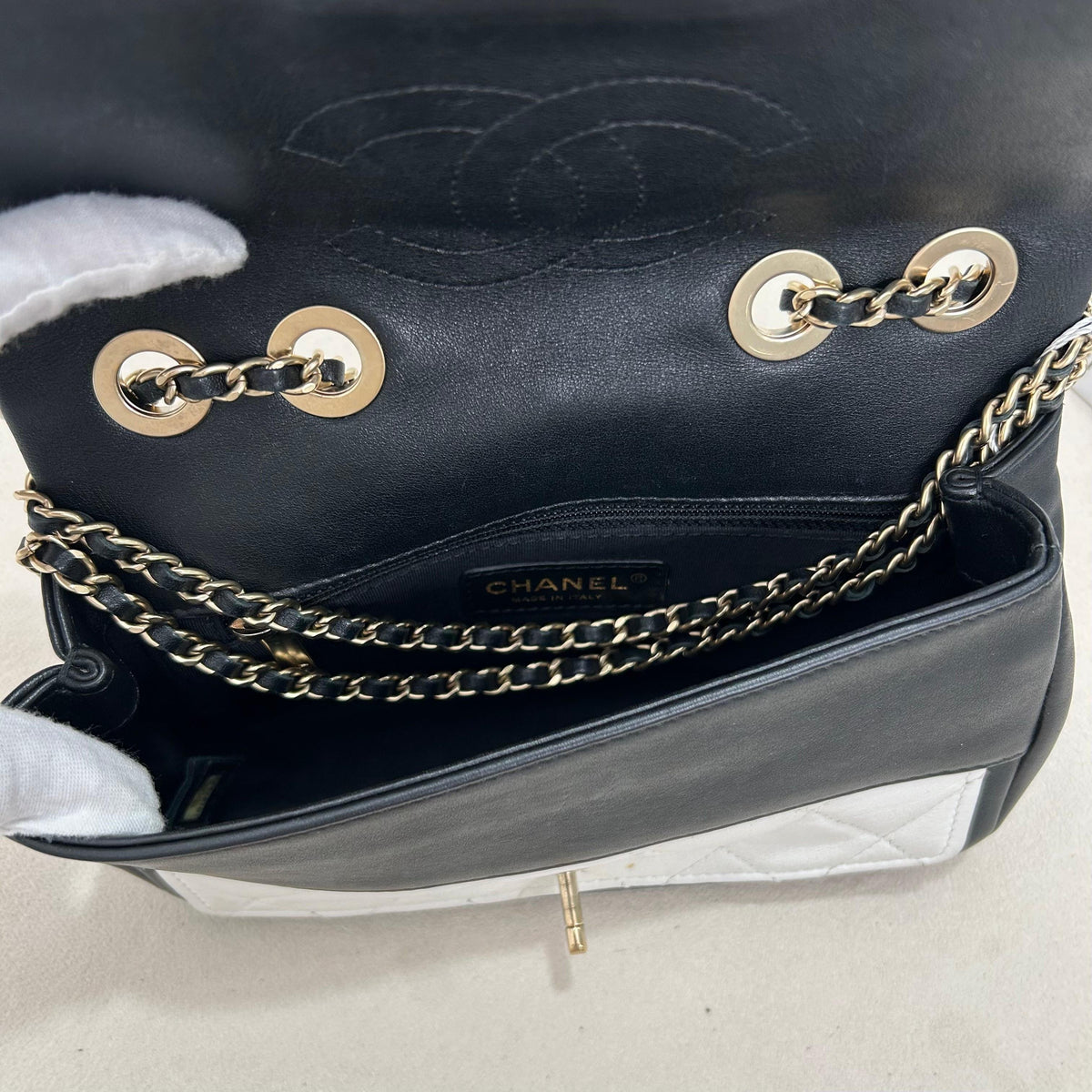 Pre-Owned Chanel CF Panda Flap Bag Black White