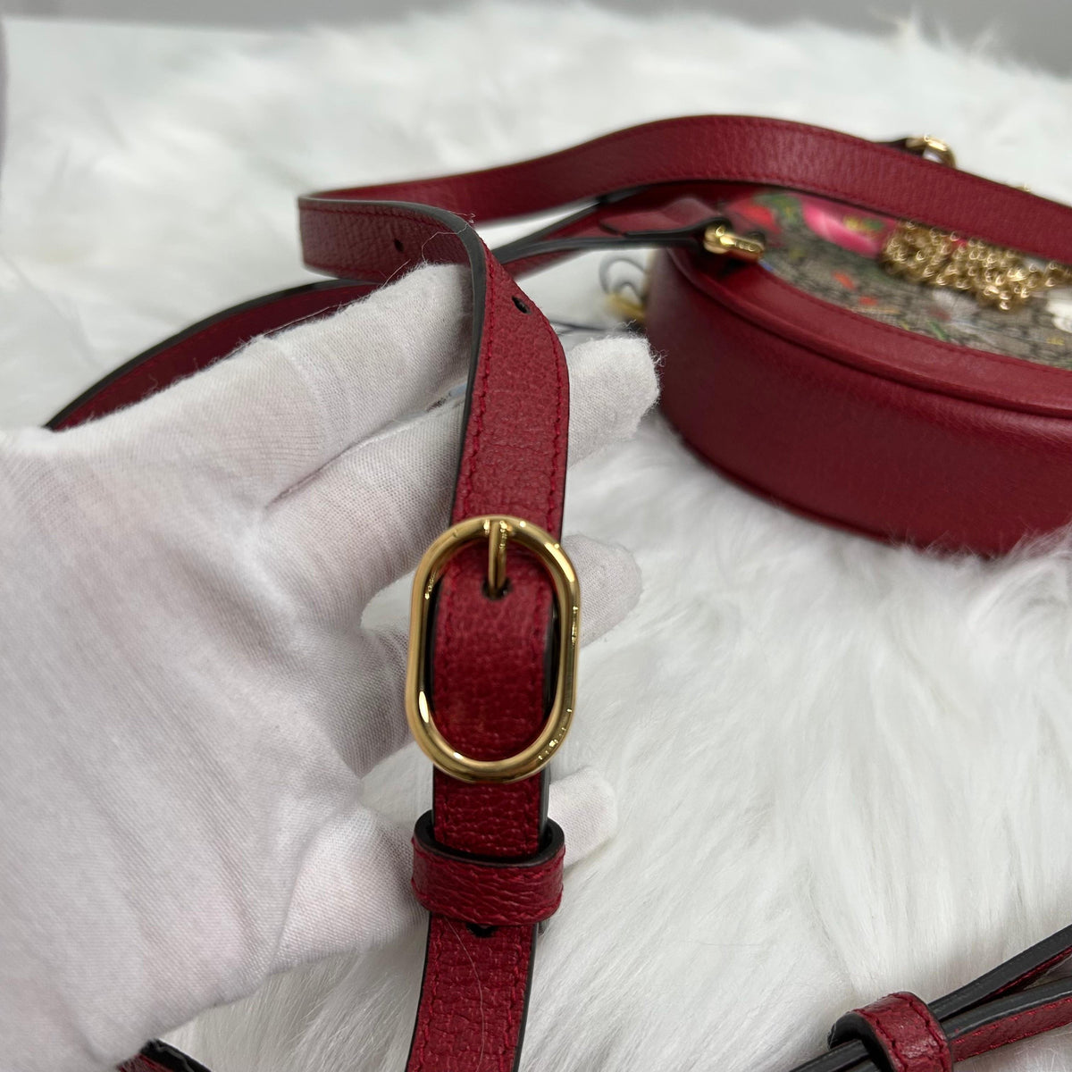 Pre-Owned Gucci Ophidia Flora Round Crossbody Bag