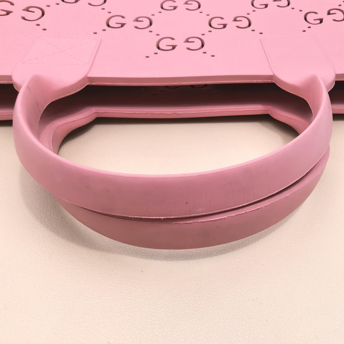 Pink Perforated Interlocking GG Tote Handbag