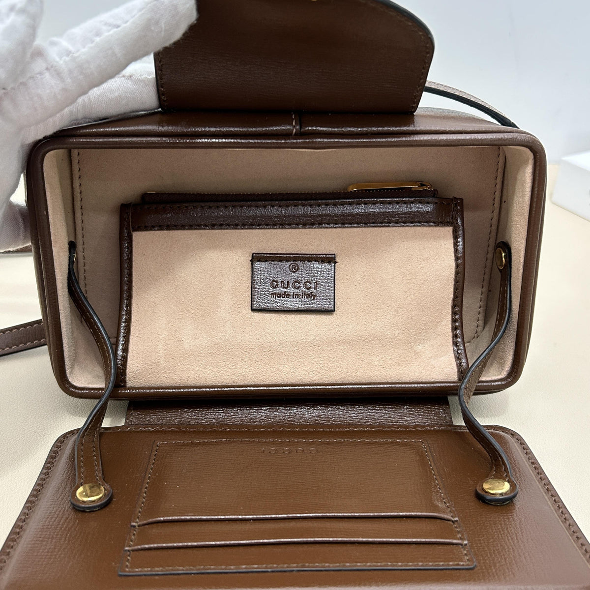 Gucci GG Supreme Box Crossbody Bag - Brown Classic GG Canvas