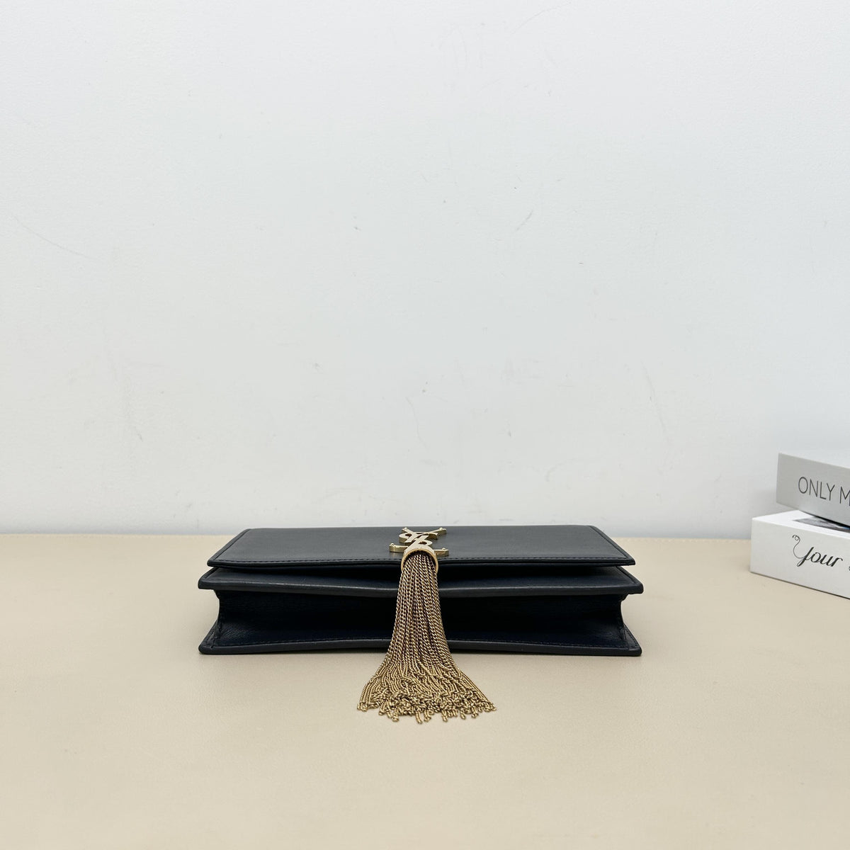 Yves Saint Laurent Black Smooth Tassel Clutch Bag