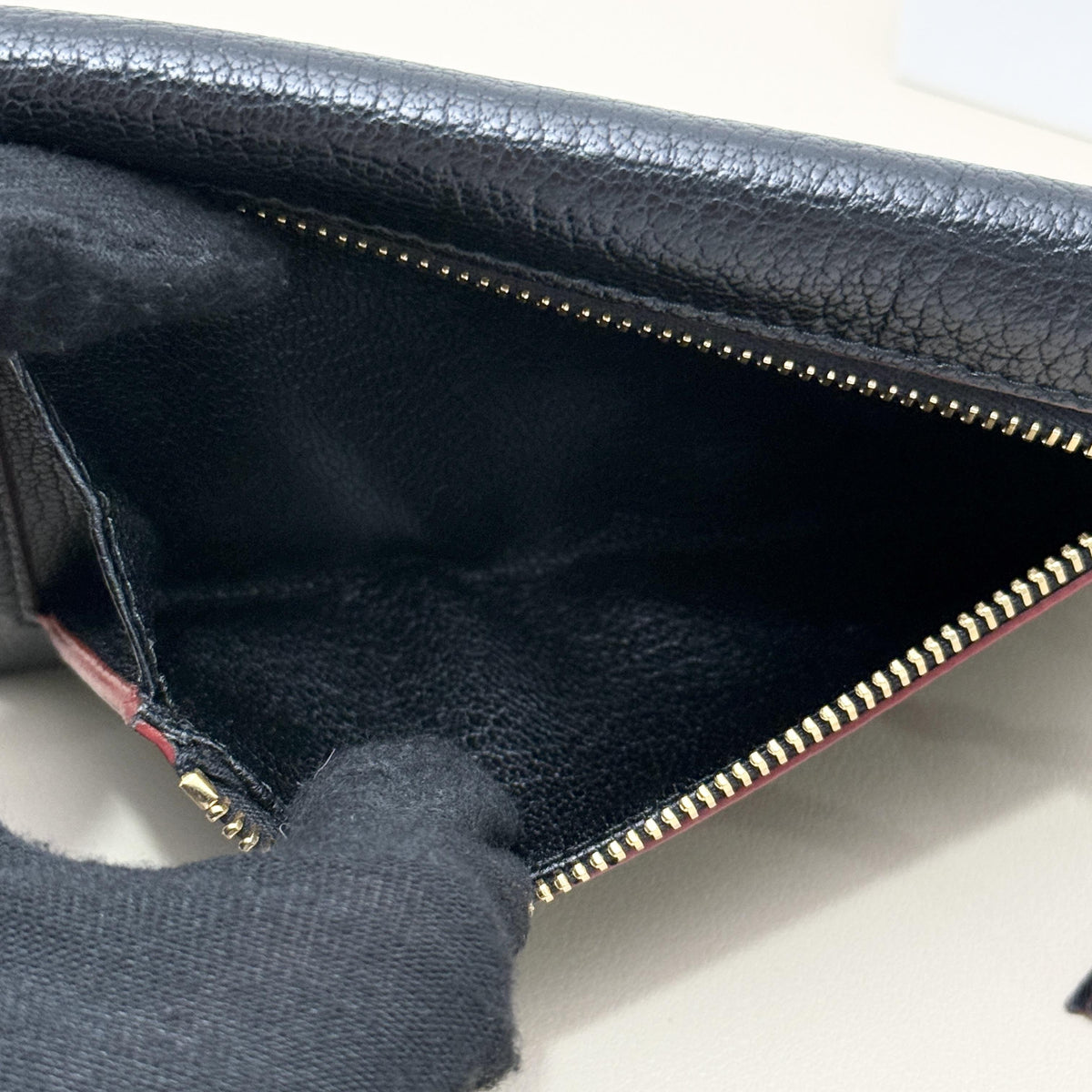 Miu Miu Black Grain Leather Heart Button Forever Envelope Chain Crossbody Wallet