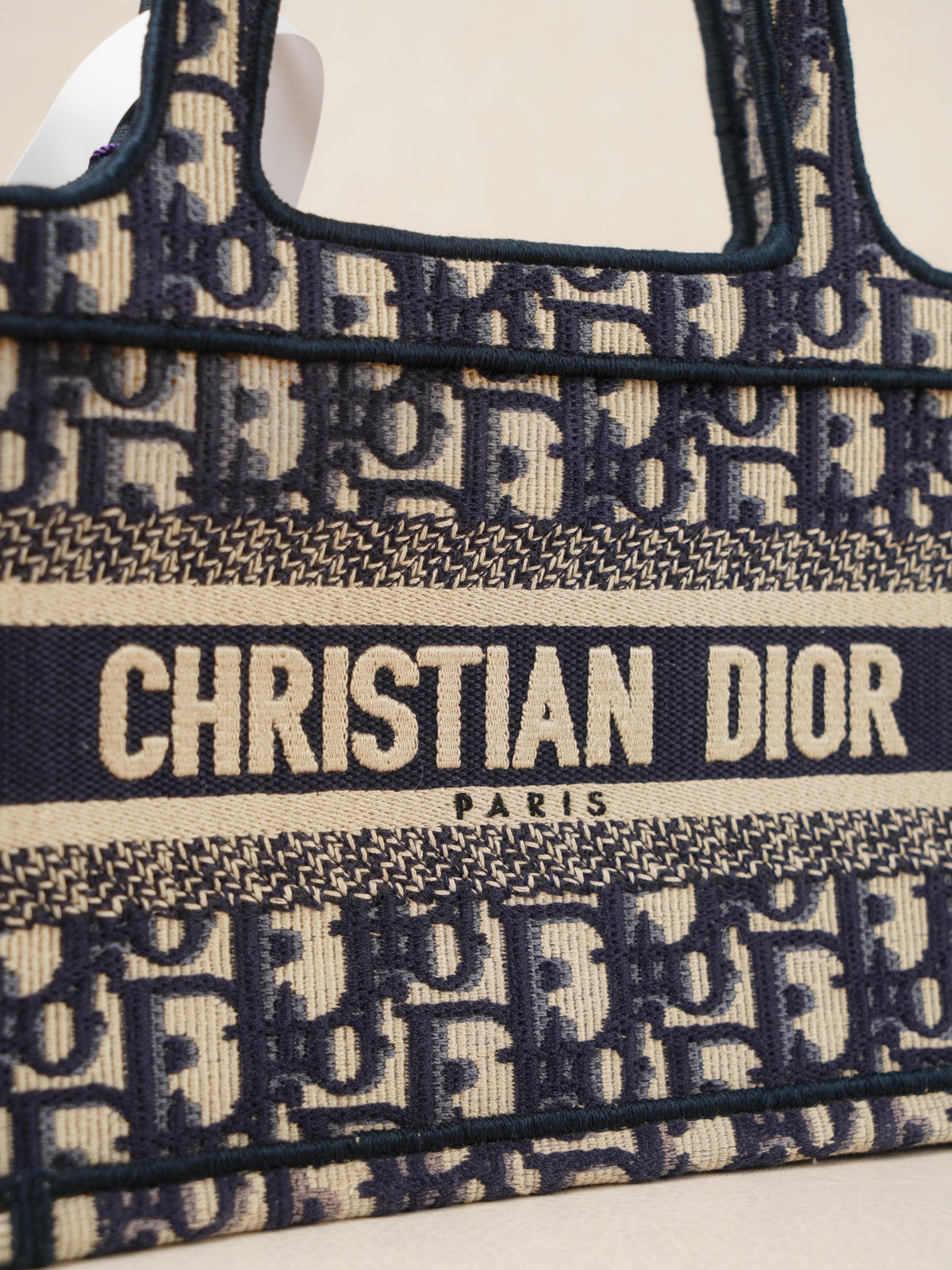 Pre-owned Dior Canvas Tote Bags Book Tote Mini Oblique