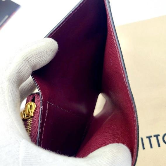 Juliette Wallet Damier Ebene and Red Leather
