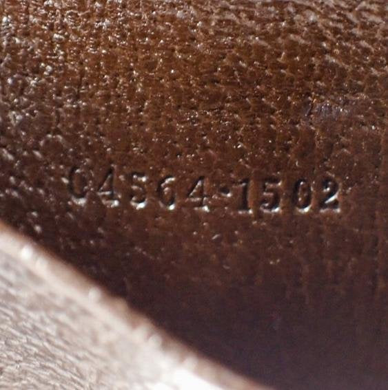 Pre-owned GUCCI Canvas Small Leather Goods GG Supreme Dark Brown Leather Trim Flap Short Card Holder