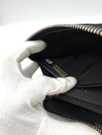 Pre-owned CHANEL Coated Canvas Small Leather Goods Black Camellia Embossed Zip Around Long Clutch Wallet