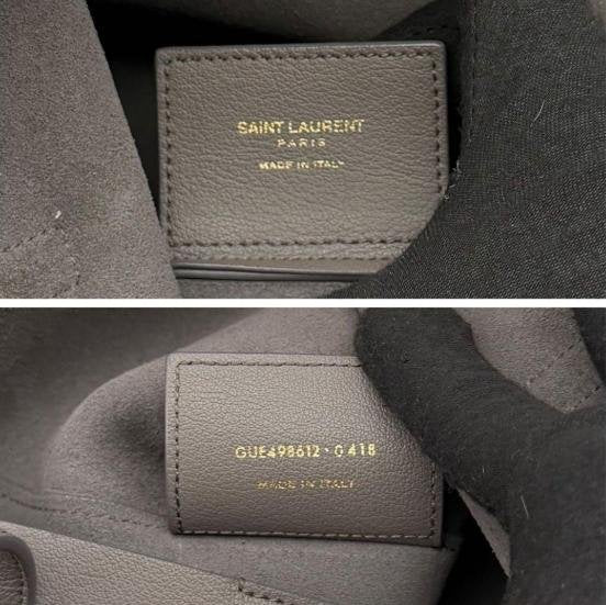 Yves Saint Laurent Grey Grain Leather Shopper Tote Handbag & Crossbody Bag