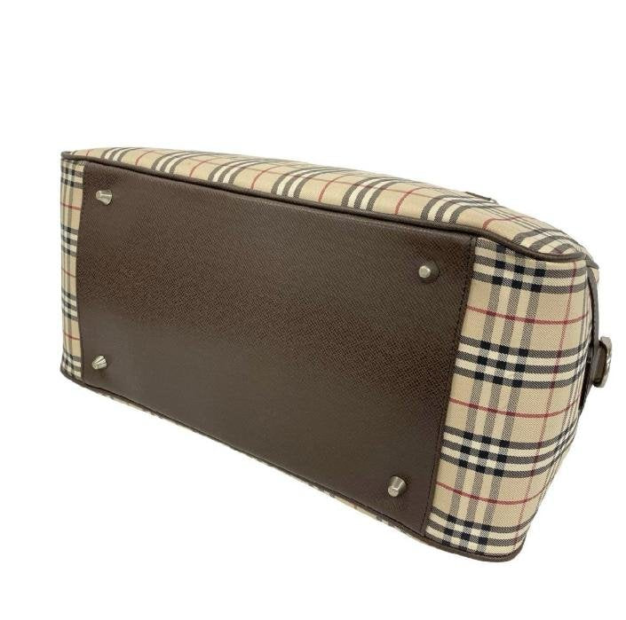 Vintage Check & Leather Boston Handbag