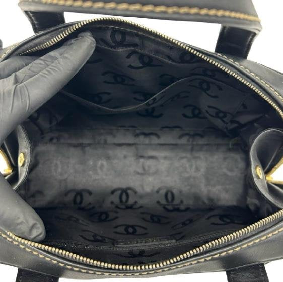 Chanel Stitched Diamond Quilt Boston Handbag