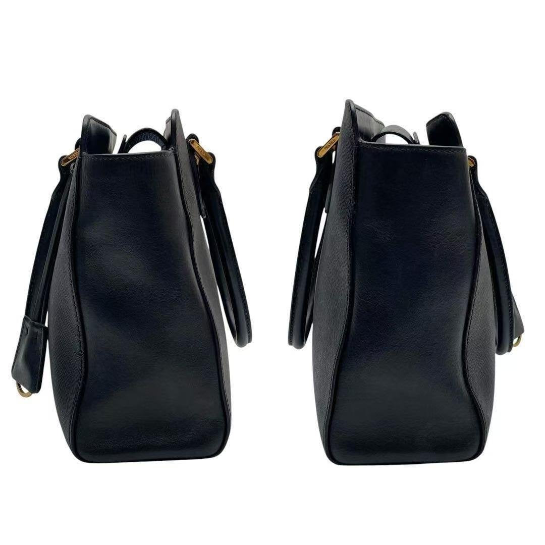 Prada Black Saffiano Leather Galleria Tote Handbag With Detachable Strap