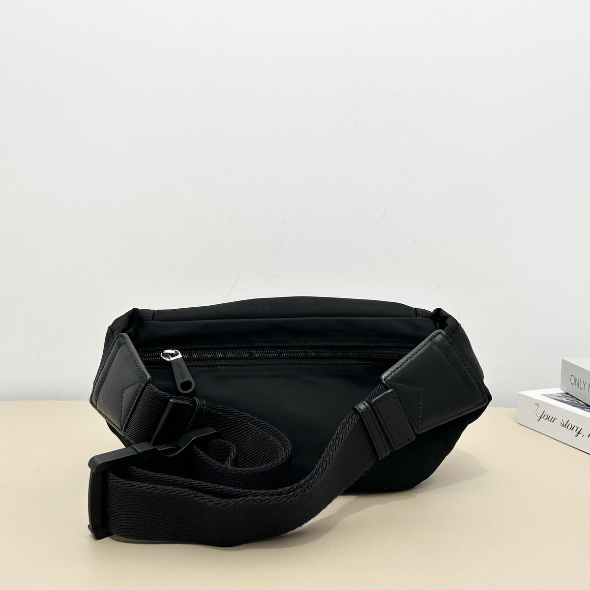 Black Webbing Logo Fanny Pack Crossbody Bag