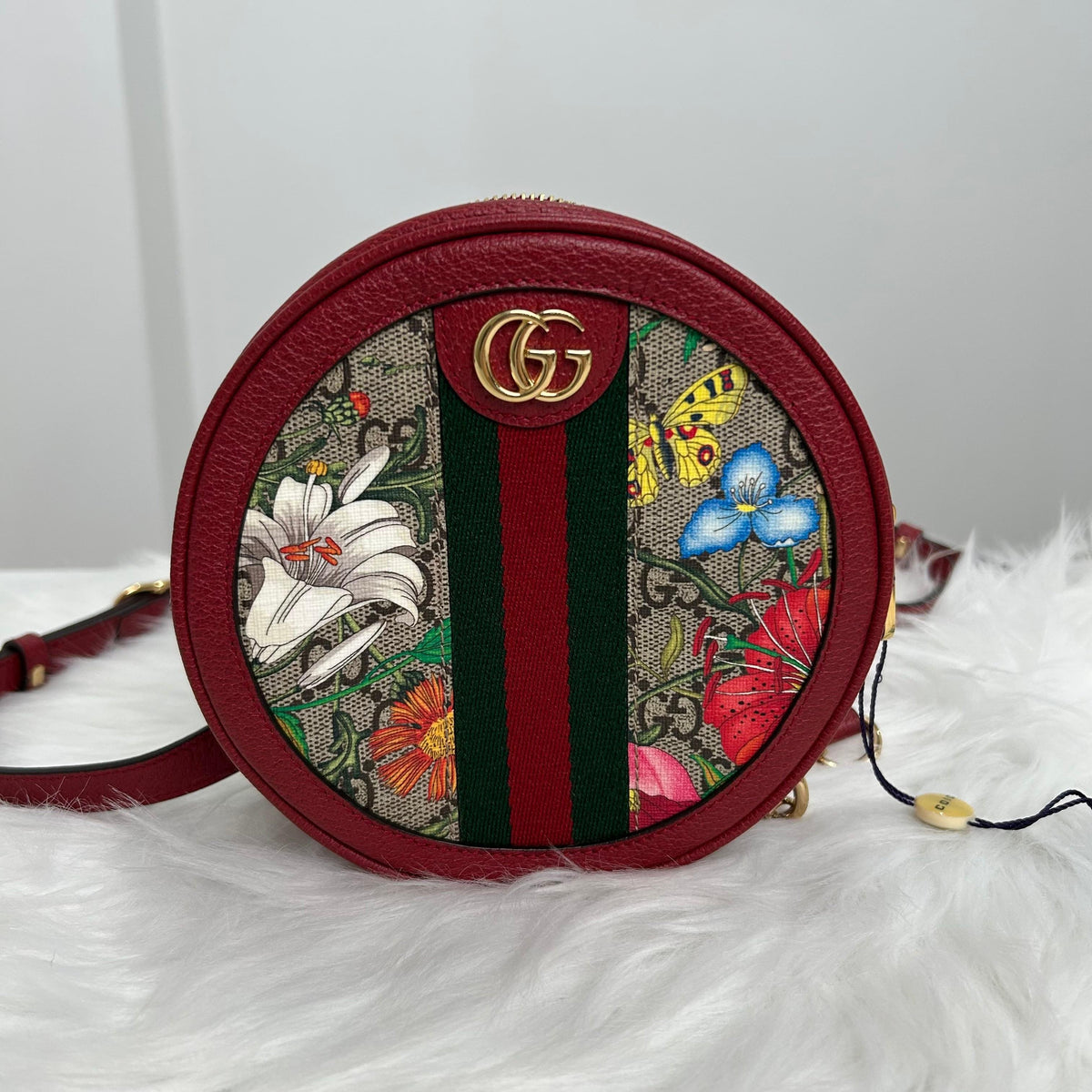Pre-Owned Gucci Ophidia Flora Round Crossbody Bag