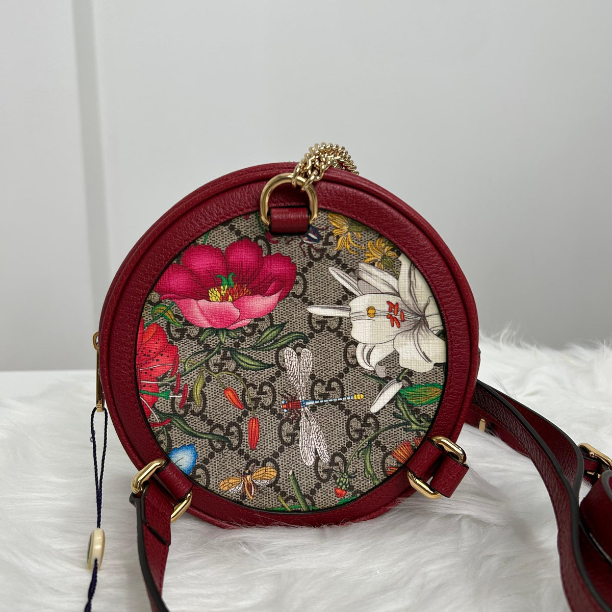 Pre-Owned Gucci Ophidia Flora Round Crossbody Bag