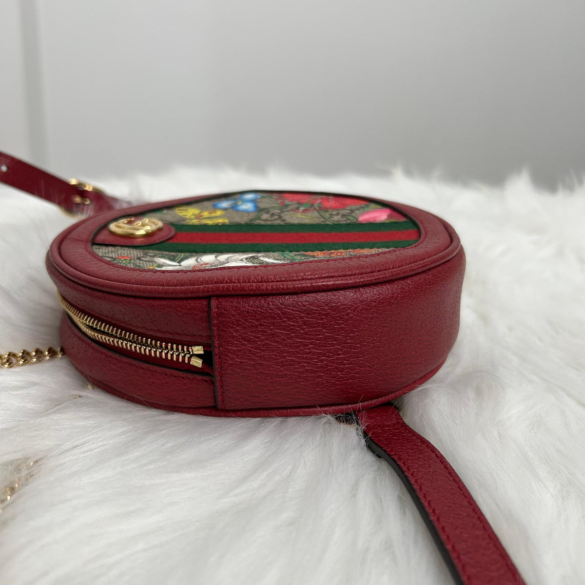 Pre-Owned Gucci Ophidia Flora Round Crossbody Bag