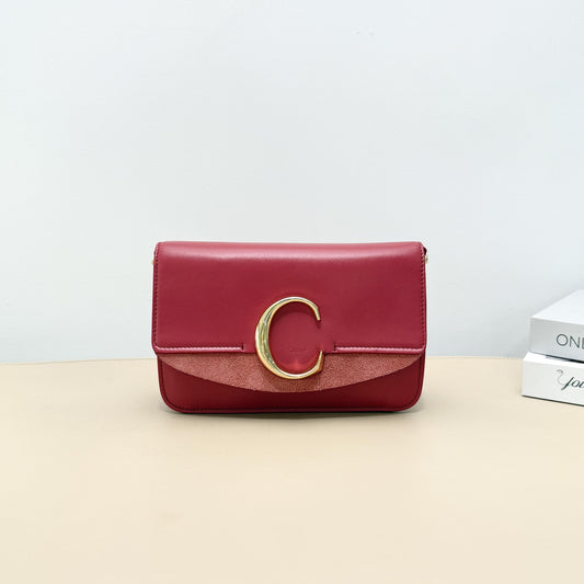 Pre-owned Chloé Leather / Suede Crossbody Bags C Mini Crossbody Bag in Red Leather and Suede