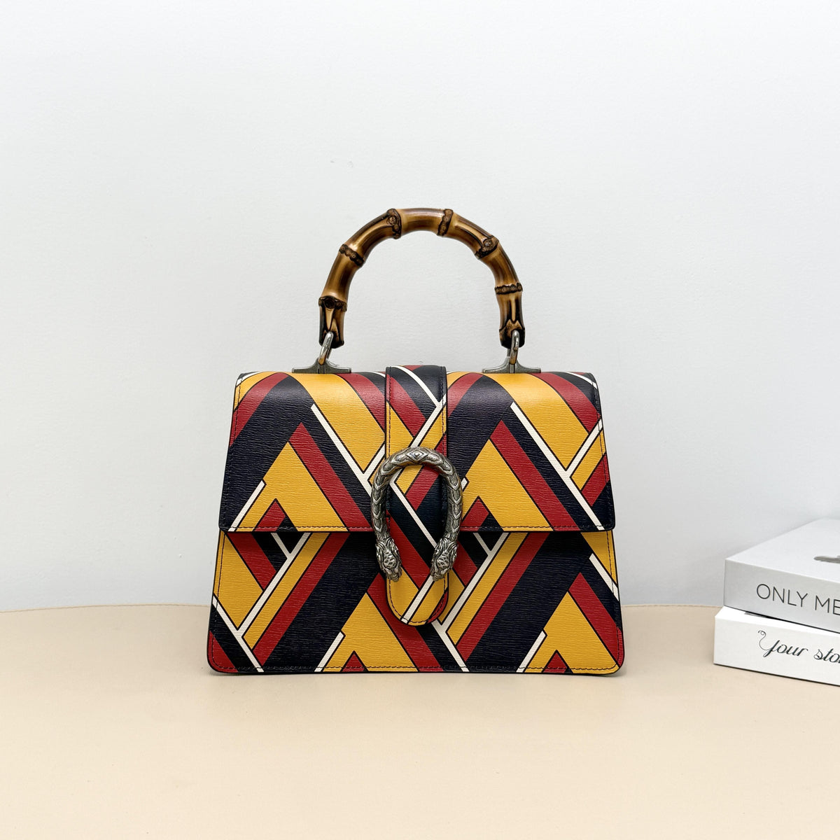 Dionysus Printed Leather Bamboo Handle Shoulder Bag