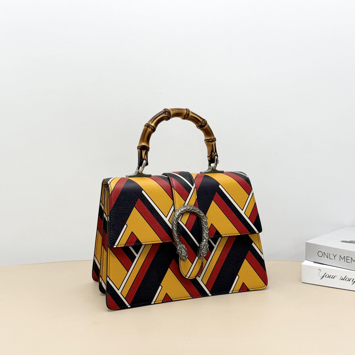 Dionysus Printed Leather Bamboo Handle Shoulder Bag