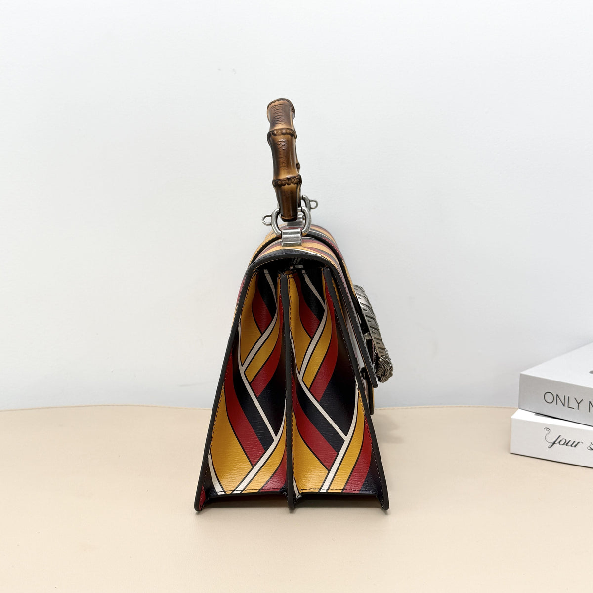 Dionysus Printed Leather Bamboo Handle Shoulder Bag