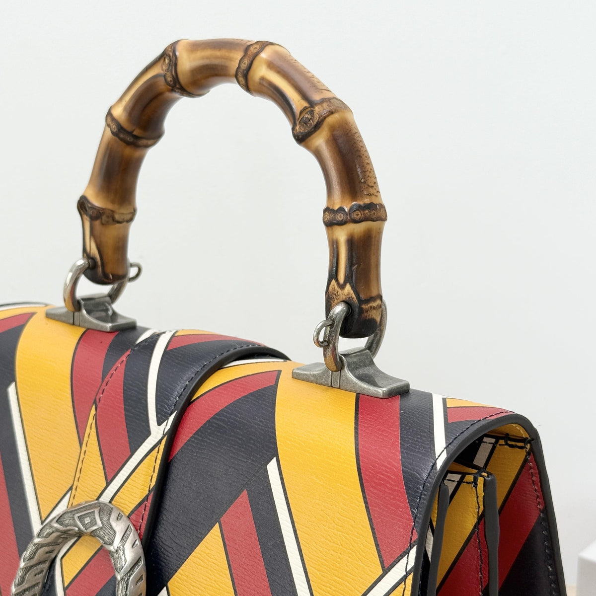 Dionysus Printed Leather Bamboo Handle Shoulder Bag