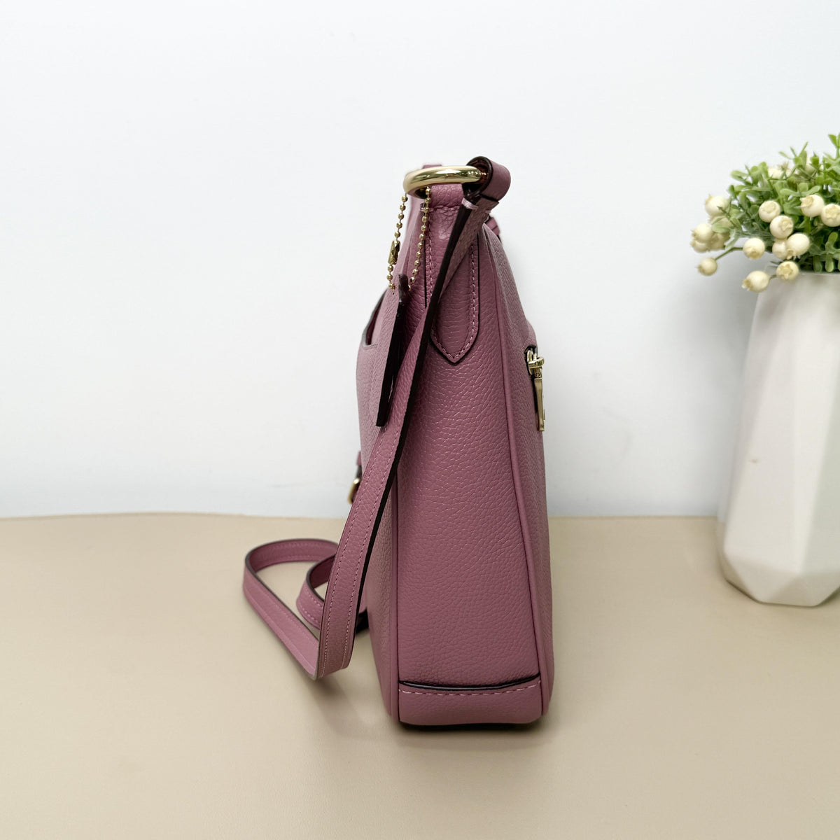Coach Dusty Pink Grained Leather Shoulder Crossbody Bag 8061804
