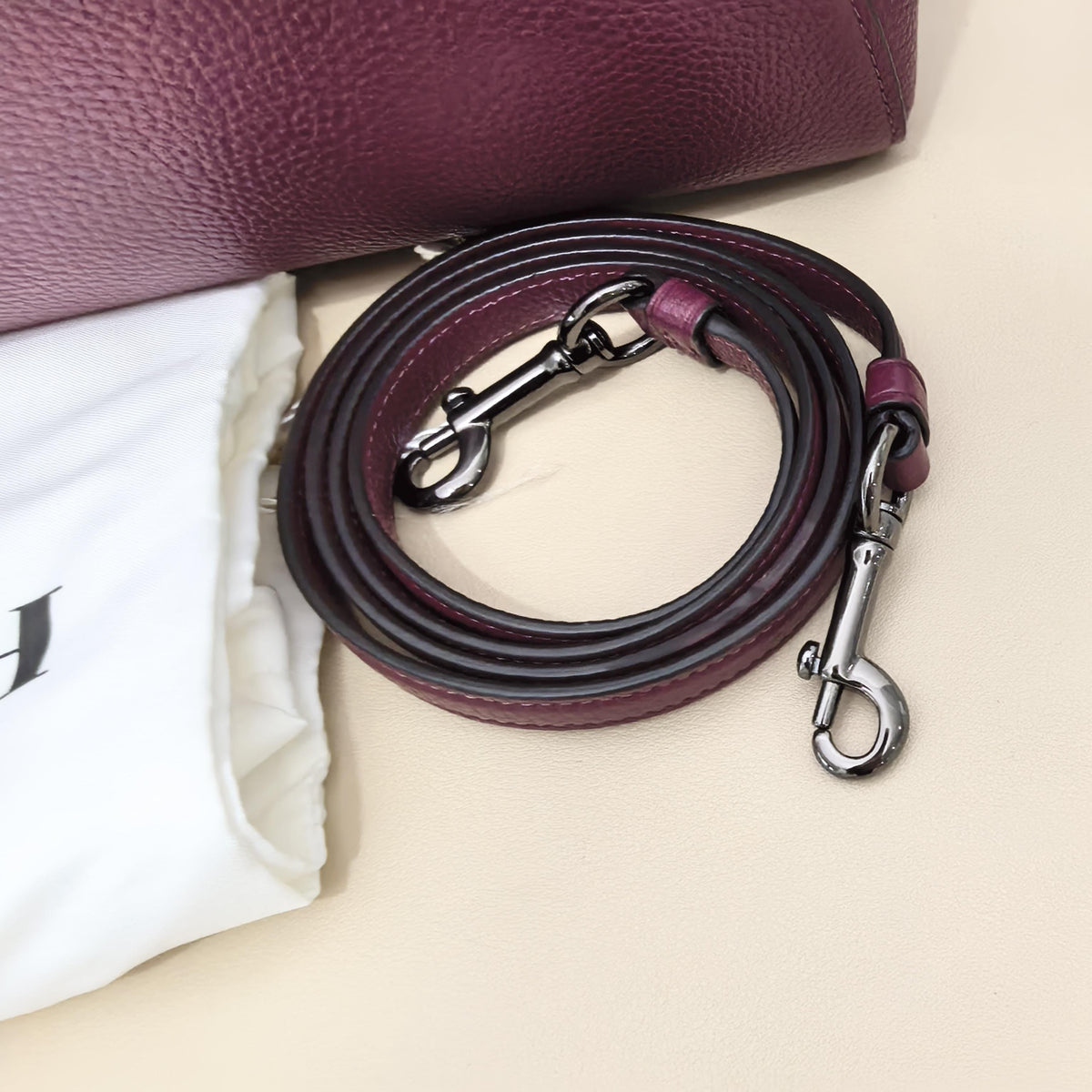 Coach Plum Grained Leather Dome Satchel Crossbody Bag
