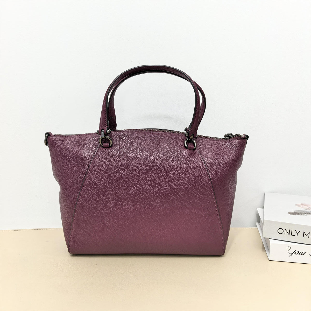 Coach Plum Grained Leather Dome Satchel Crossbody Bag