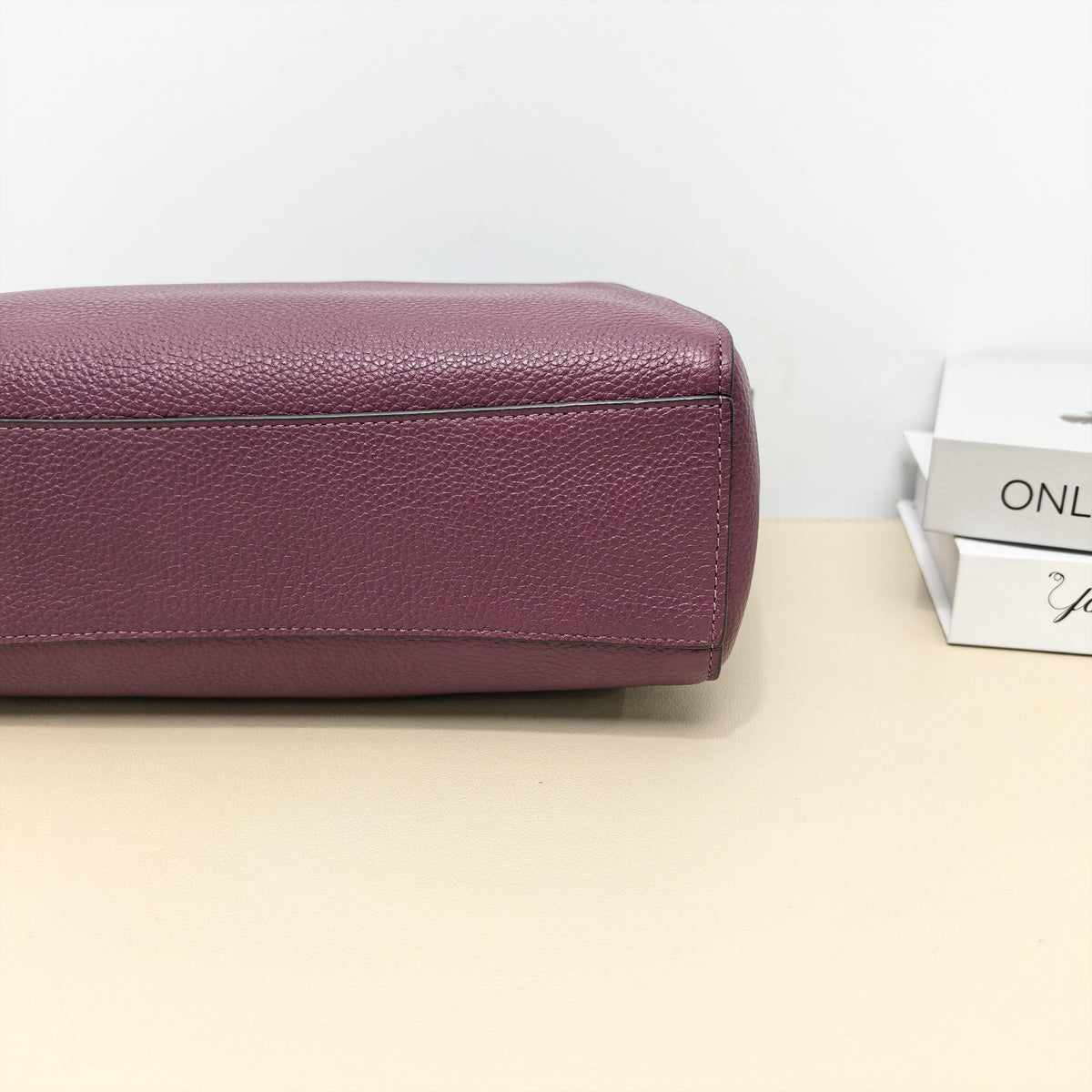 Coach Plum Grained Leather Dome Satchel Crossbody Bag