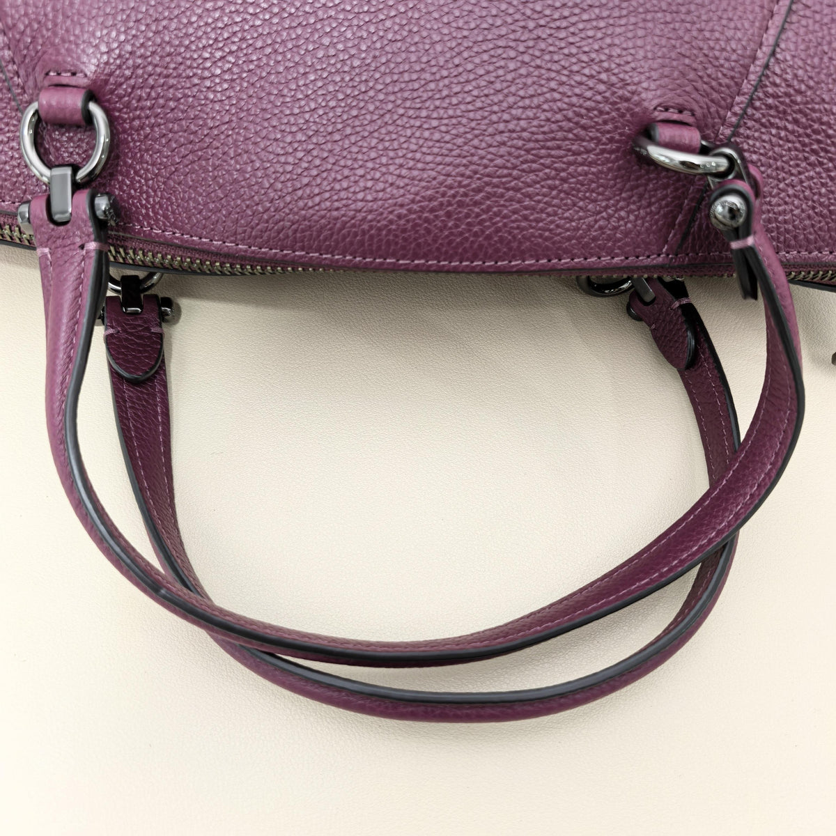 Coach Plum Grained Leather Dome Satchel Crossbody Bag