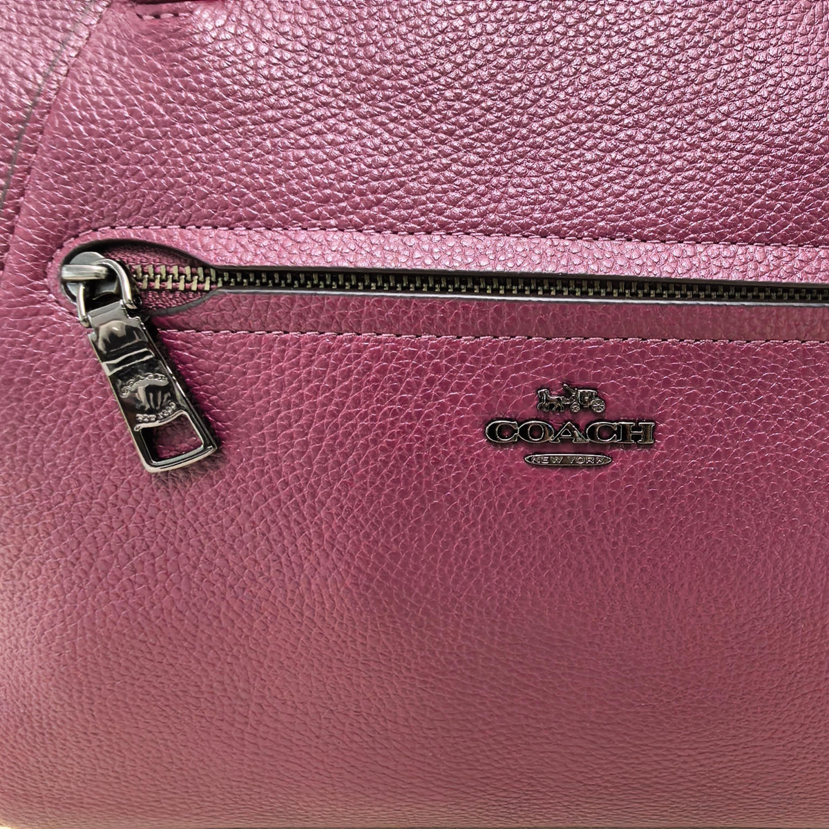 Coach Plum Grained Leather Dome Satchel Crossbody Bag