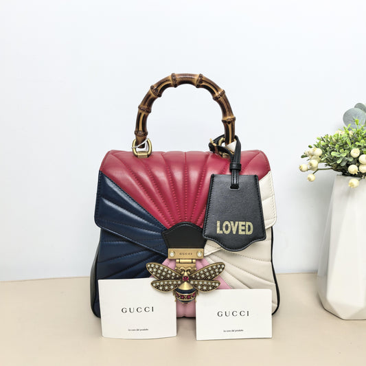 Gucci Queen Margaret Color Block Quilted Bamboo Top Handle Backpack