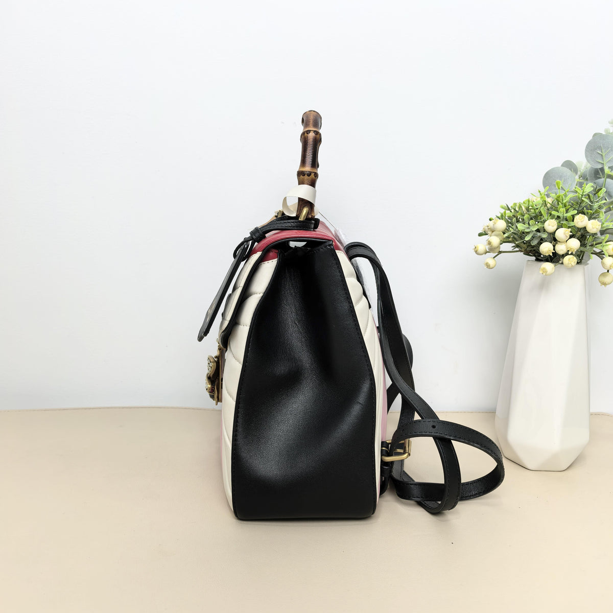 Gucci Queen Margaret Color Block Quilted Bamboo Top Handle Backpack