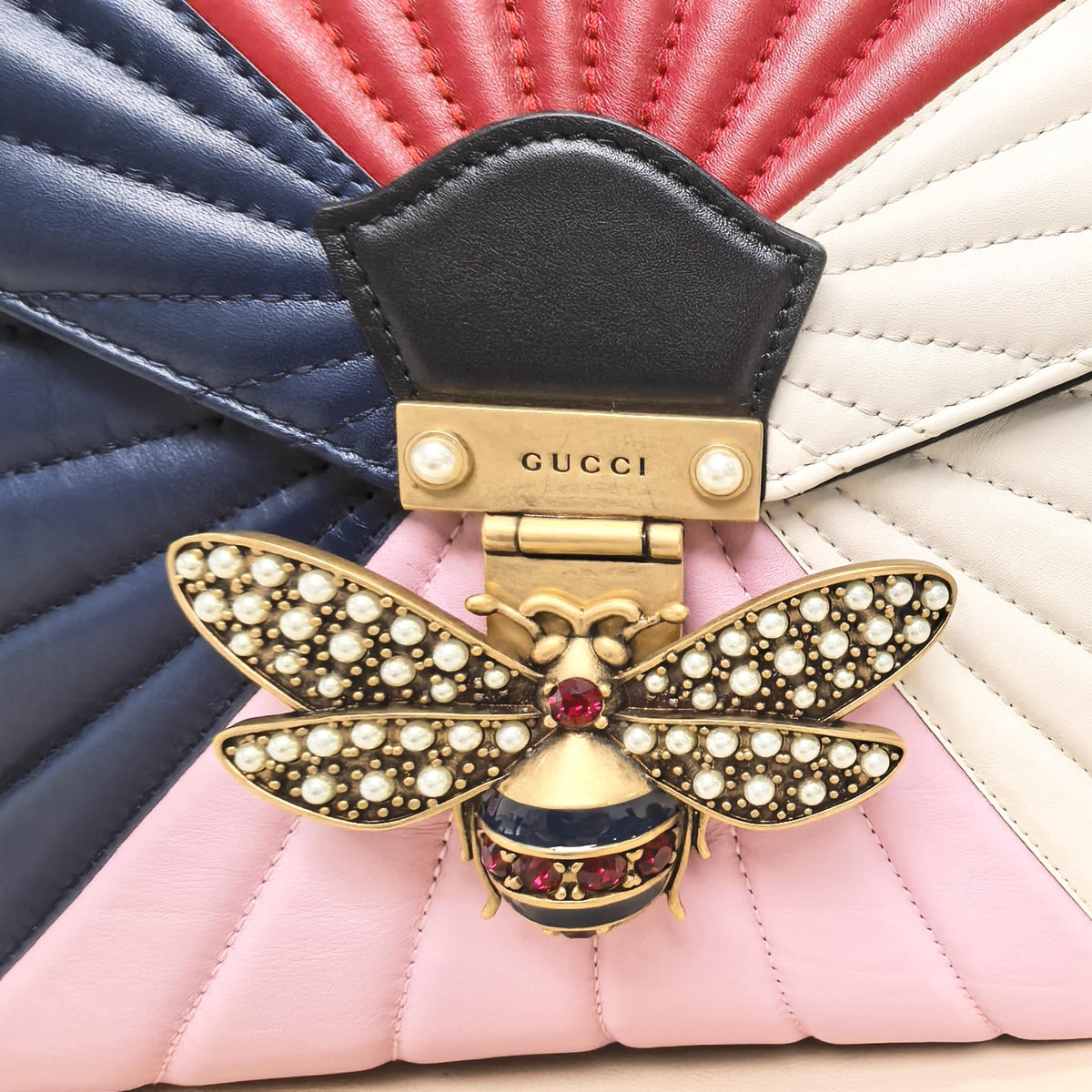 Gucci Queen Margaret Color Block Quilted Bamboo Top Handle Backpack
