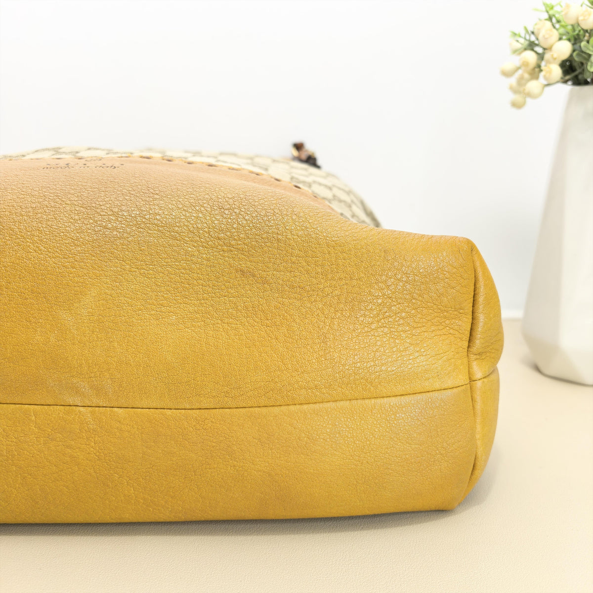 GG & Leather Bamboo Handle Tote Bag