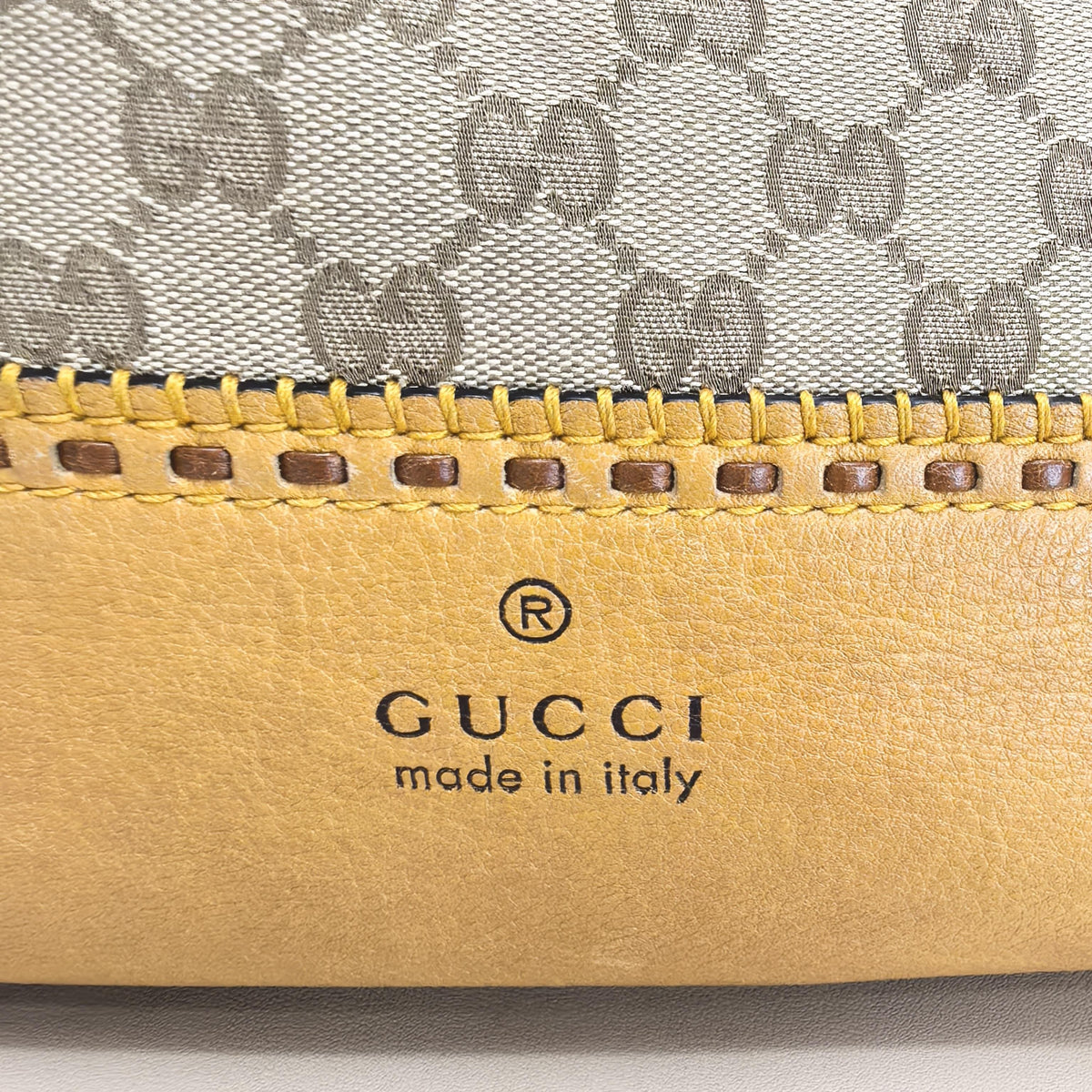 GG & Leather Bamboo Handle Tote Bag