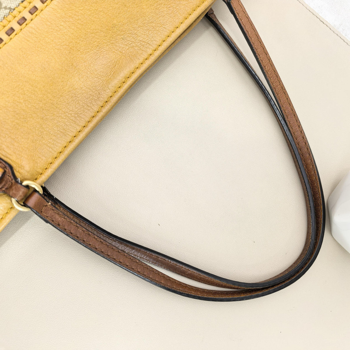 GG & Leather Bamboo Handle Tote Bag