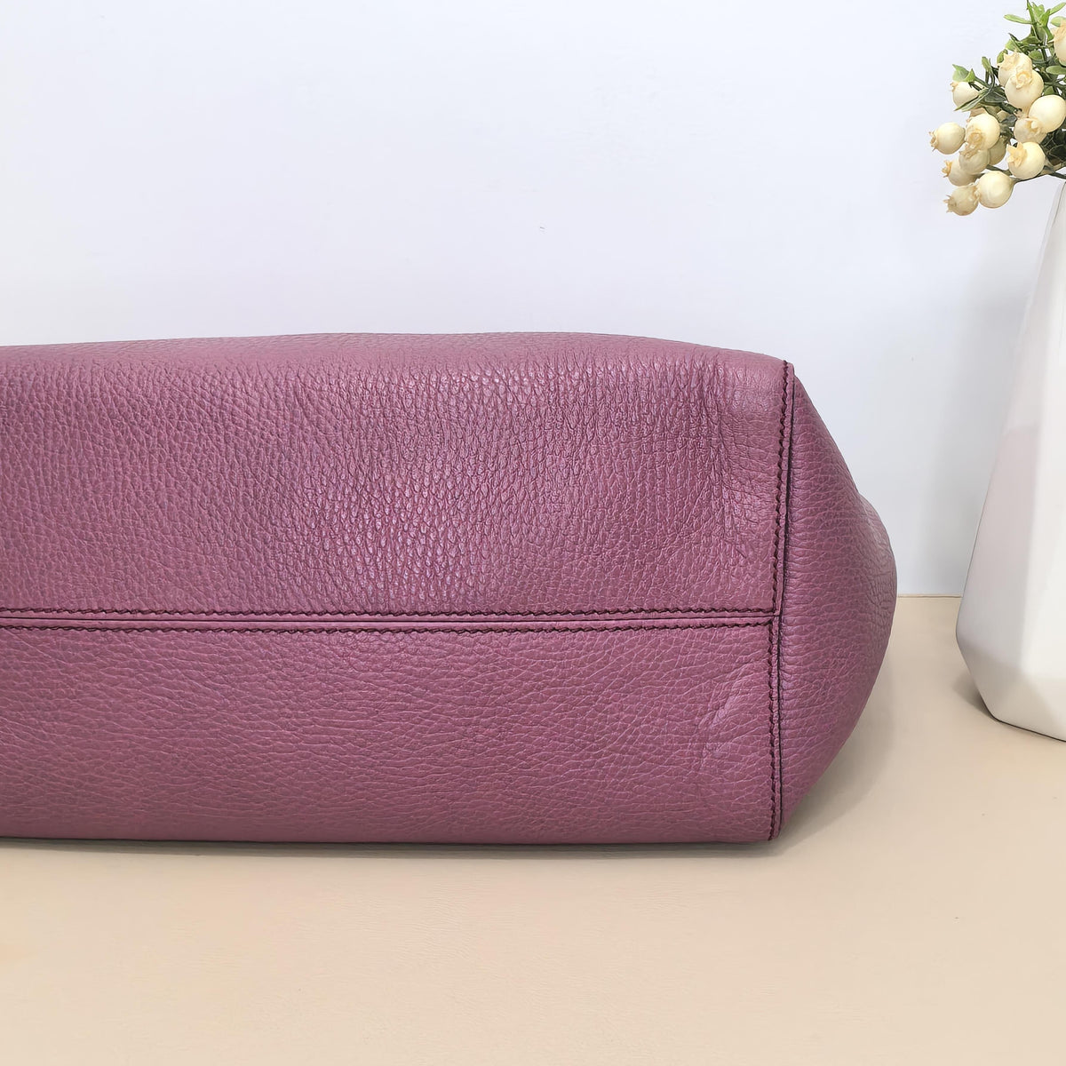 Gucci Fuchsia Grain Leather Reversible Color Block Tote Handbag