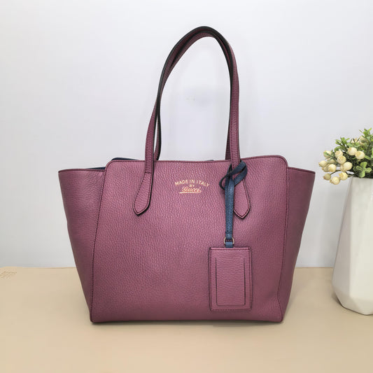 Gucci Fuchsia Grain Leather Reversible Color Block Tote Handbag