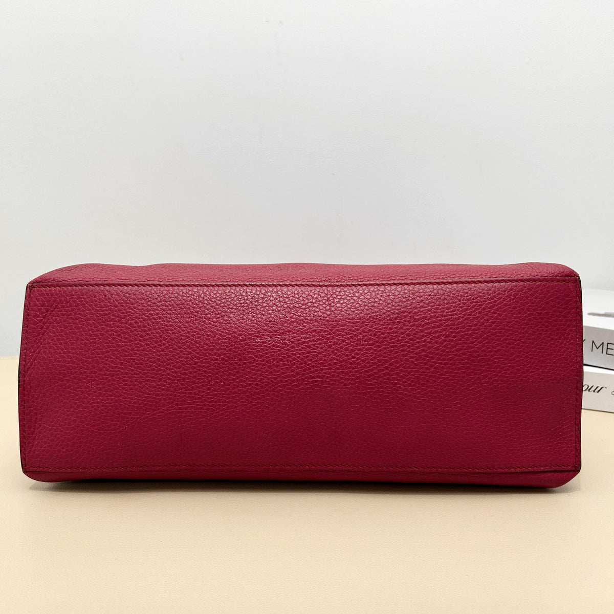 Fuchsia Grain Bamboo Turn lock Flap Tote Bag