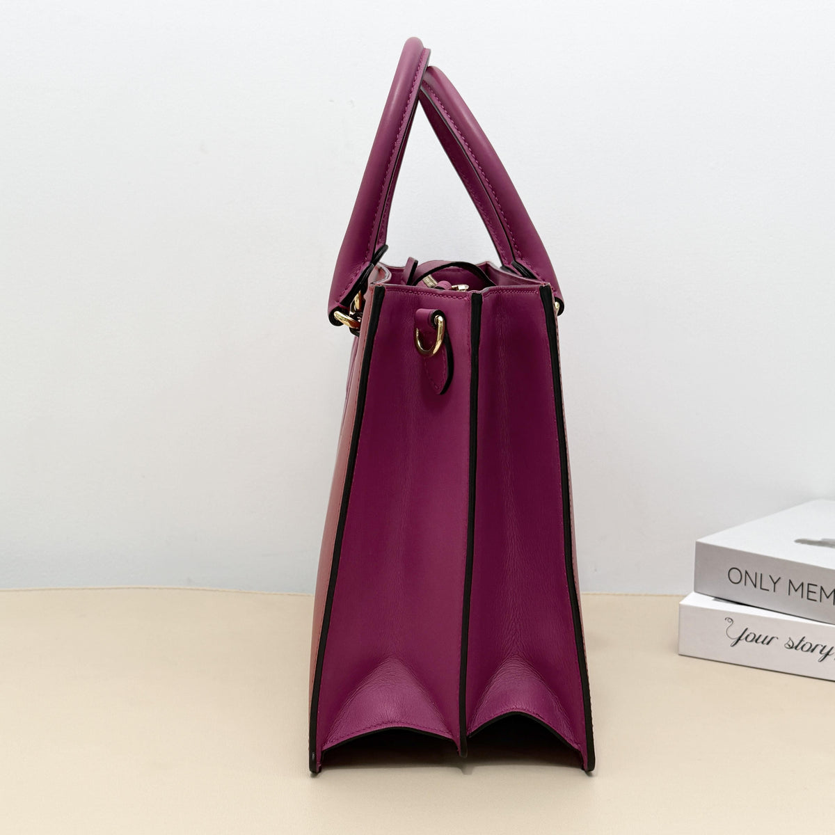 Gucci Red & Pink Color block Smooth Top Handle Tote Bag
