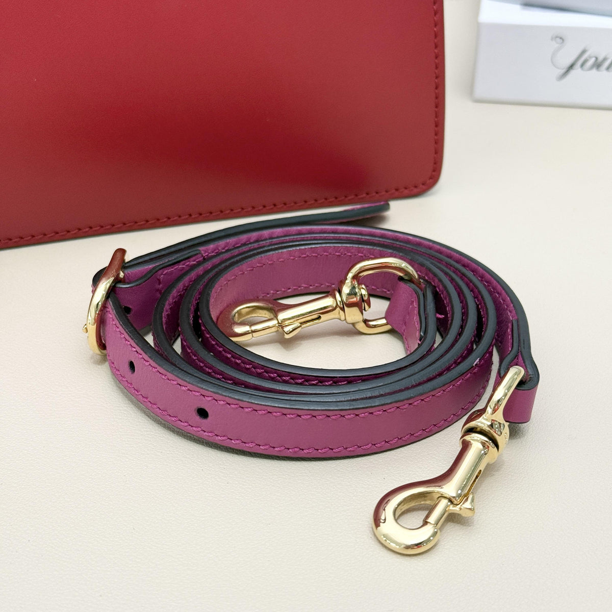 Gucci Red & Pink Color block Smooth Top Handle Tote Bag
