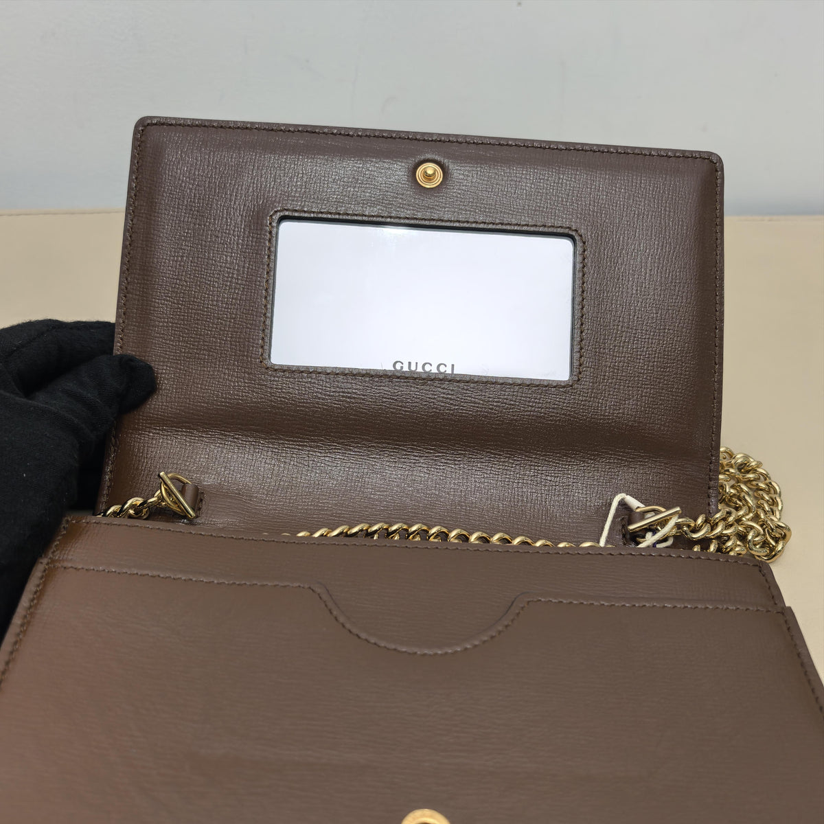 GG Supreme Burgundy Heart Leather Applique Chain Crossbody Bag