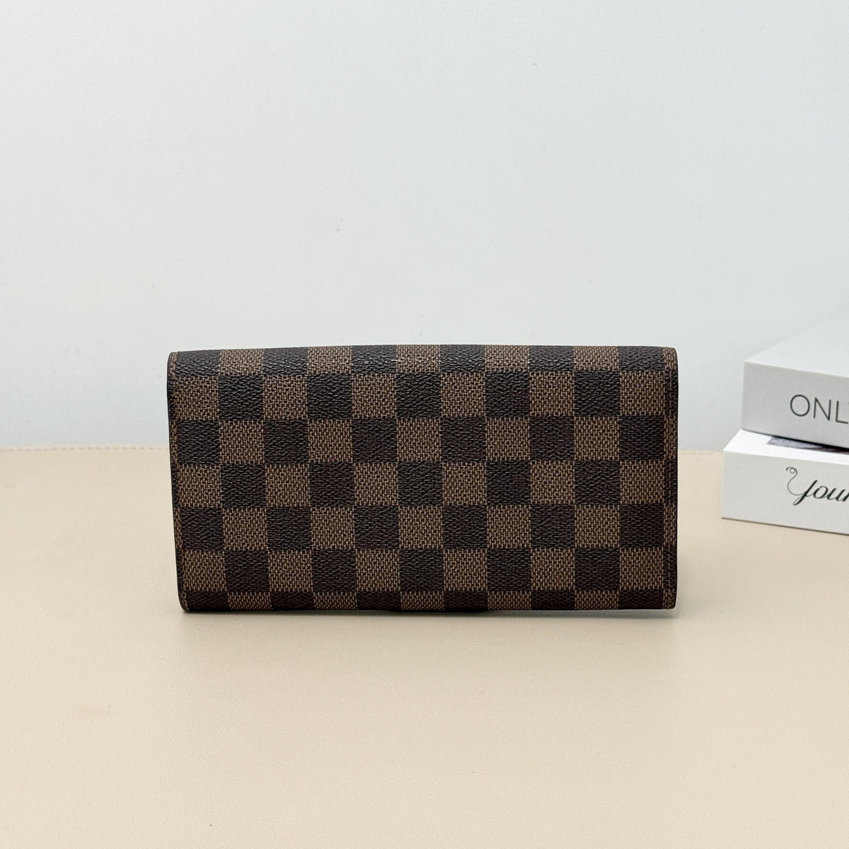 Pre-owned Louis Vuitton Coated Canvas Small Leather Goods Damier Ebene Long Bi Fold Snap Wallet