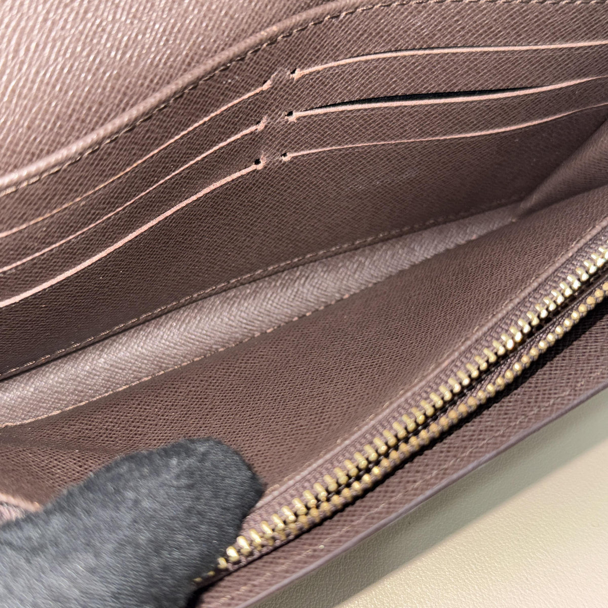 Pre-owned Louis Vuitton Coated Canvas Small Leather Goods Damier Ebene Long Bi Fold Snap Wallet
