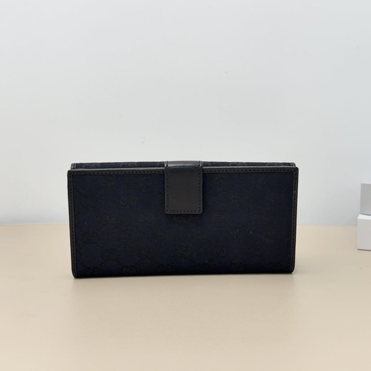 Horsebit Black GG Long Flap Clutch Wallet
