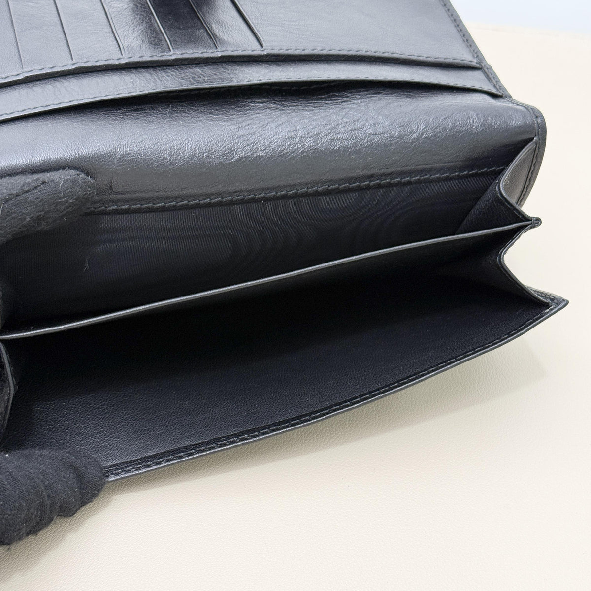Horsebit Black GG Long Flap Clutch Wallet