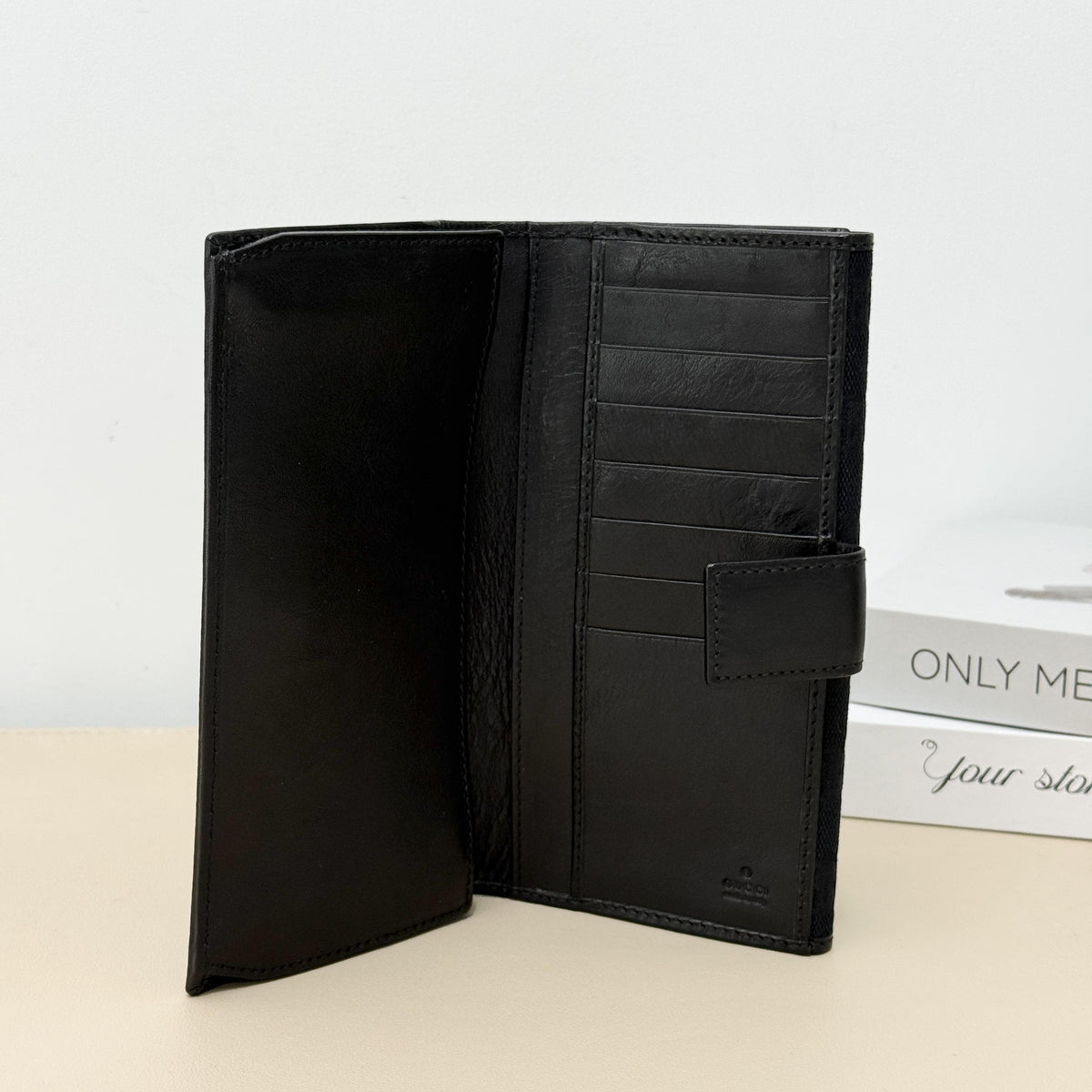 Horsebit Black GG Long Flap Clutch Wallet