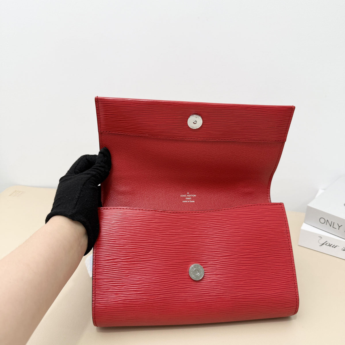 Louis Vuitton Clutches & Wristlets Bright Red Epi Embossed Chain Wallet Crossbody Bag