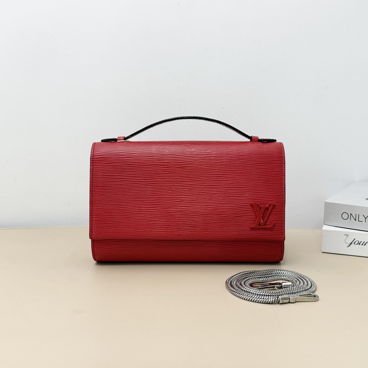 Louis Vuitton Clutches & Wristlets Bright Red Epi Embossed Chain Wallet Crossbody Bag