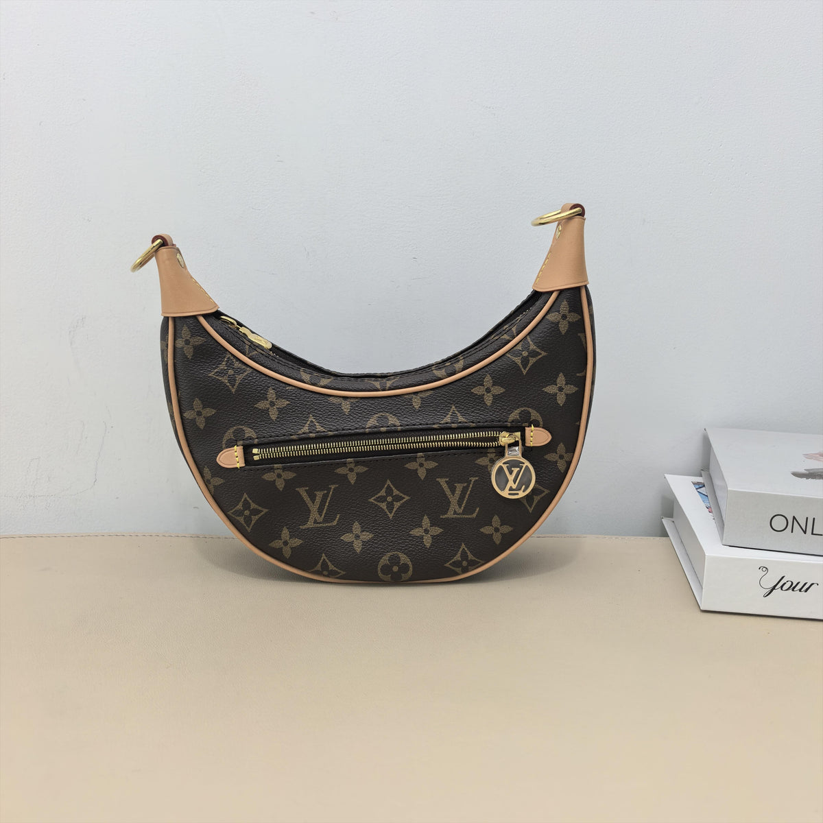 Pre-owned Louis Vuitton Coated Canvas Shoulder Bags Loop Monogram Hobo Shoulder Bag