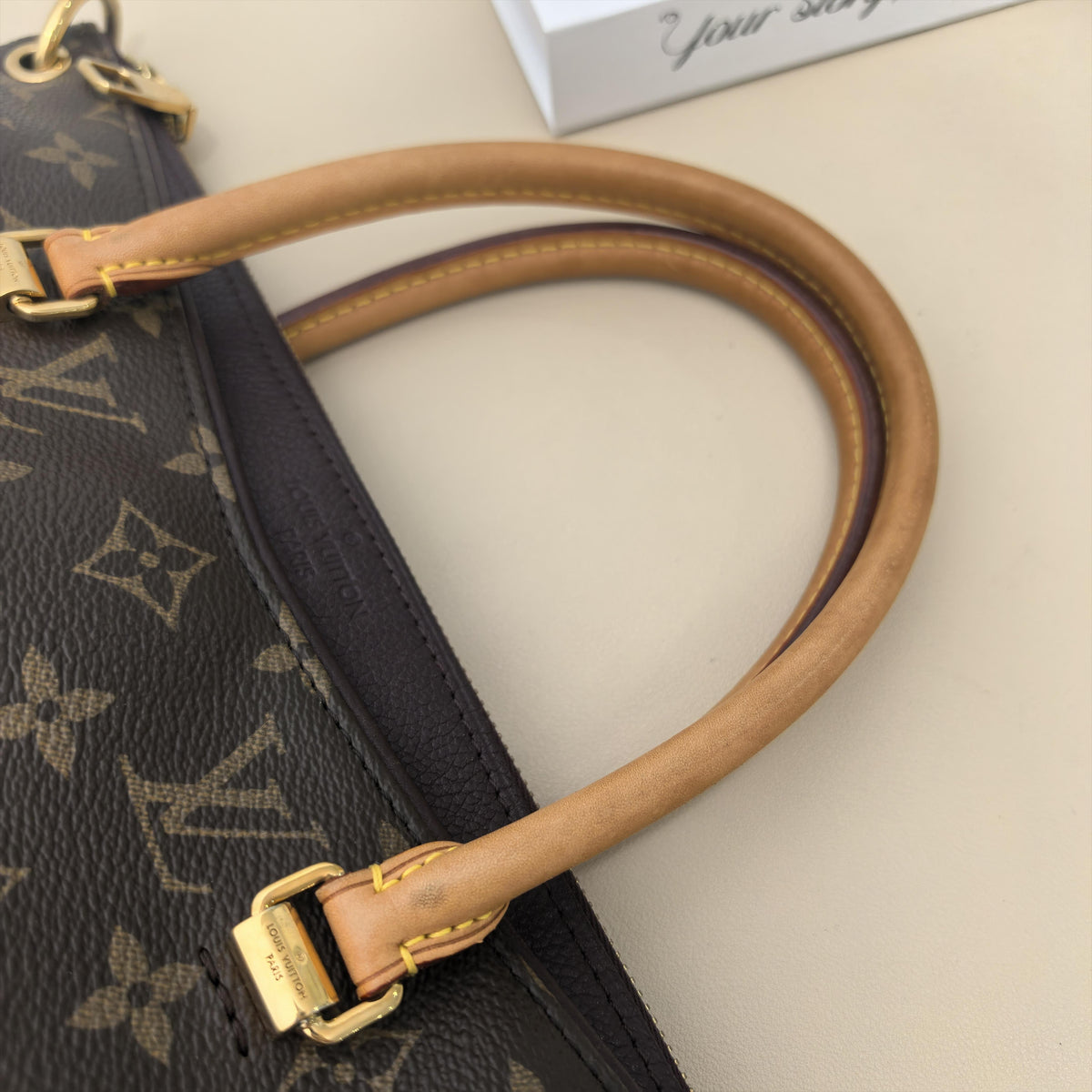 Pre-owned Louis Vuitton Coated Canvas Tote Bags Pallas MM Monogram Hand & Crossbody Tote Bag